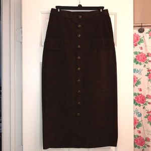 Velvet Brown Pencil Skirt